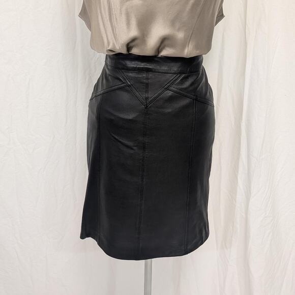 Marc by Marc Jacobs Black Lambskin Leather Pencil Skirt, Size 8 - Picture 1 of 8